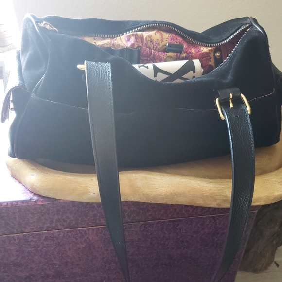 Maxx NY Leather And Suede Shoulder Satchel Bag - Picture 12 of 16